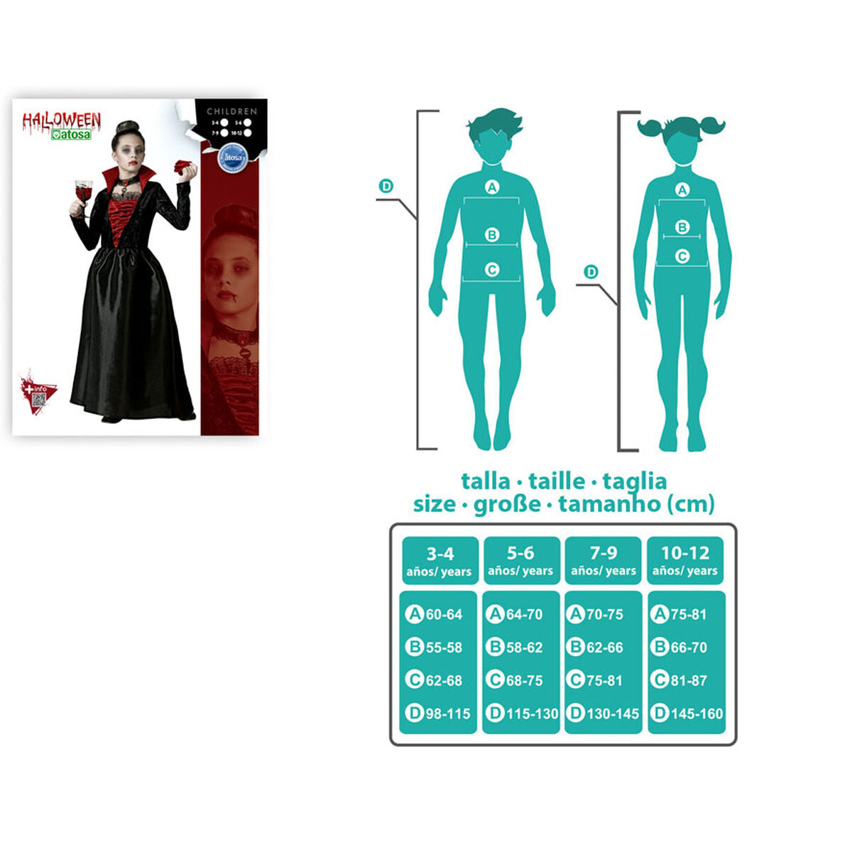 Maskeraddräkt för barn Kvinnlig vampyr 10-12 år-Leksaker och spel, Fancy klänning och accessoarer-BigBuy Carnival-peaceofhome.se