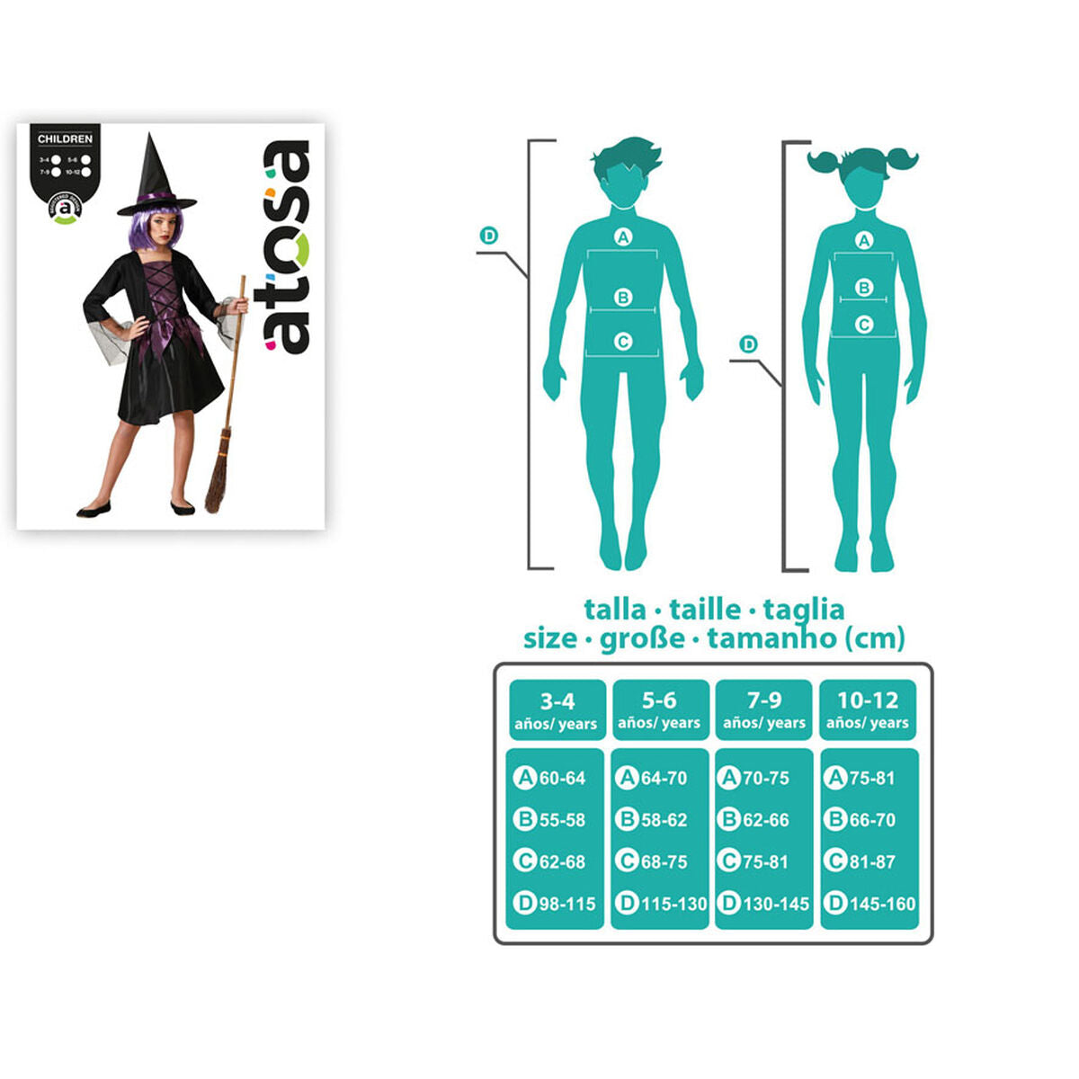 Maskeraddräkt för barn Purpur Häxa Halloween-Leksaker och spel, Fancy klänning och accessoarer-BigBuy Carnival-peaceofhome.se