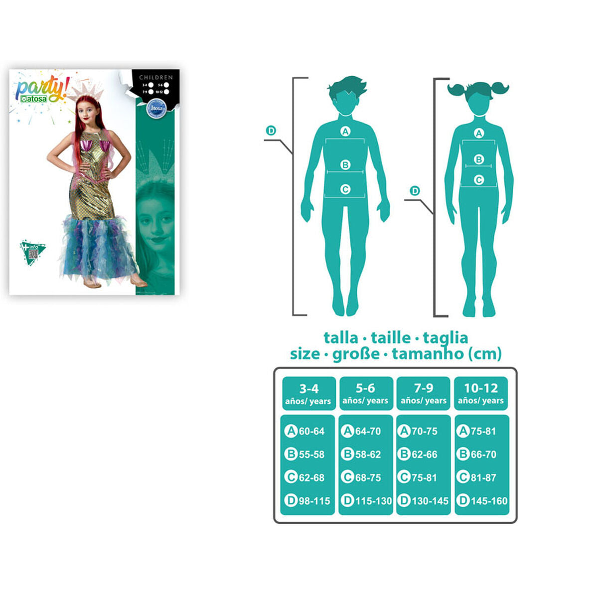 Maskeraddräkt för barn Sjöjungfru 10-12 år-Leksaker och spel, Fancy klänning och accessoarer-BigBuy Outdoor-peaceofhome.se