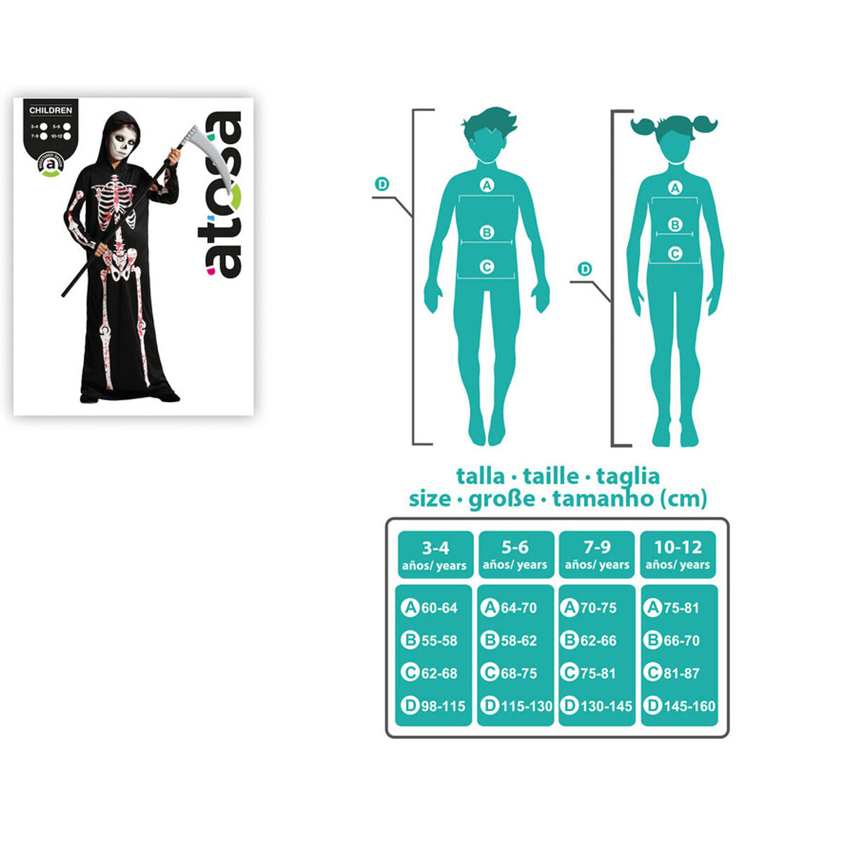 Maskeraddräkt för barn Skelett Halloween-Leksaker och spel, Fancy klänning och accessoarer-BigBuy Carnival-peaceofhome.se