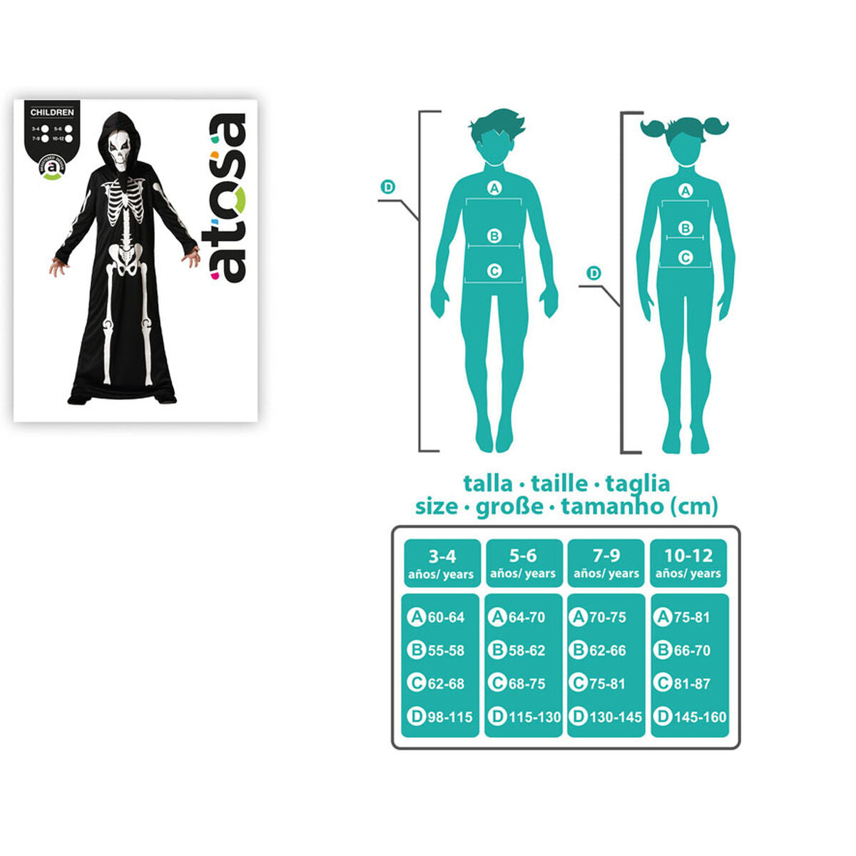 Maskeraddräkt för barn Skelett Halloween-Leksaker och spel, Fancy klänning och accessoarer-BigBuy Carnival-peaceofhome.se
