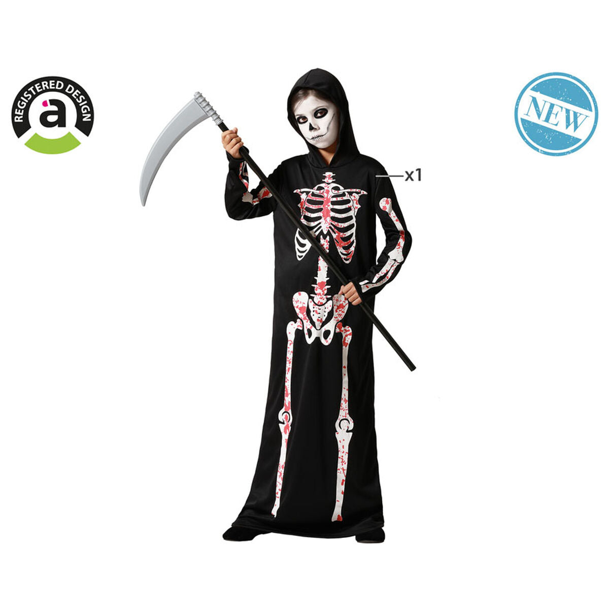 Maskeraddräkt för barn Skelett Halloween-Leksaker och spel, Fancy klänning och accessoarer-BigBuy Carnival-peaceofhome.se