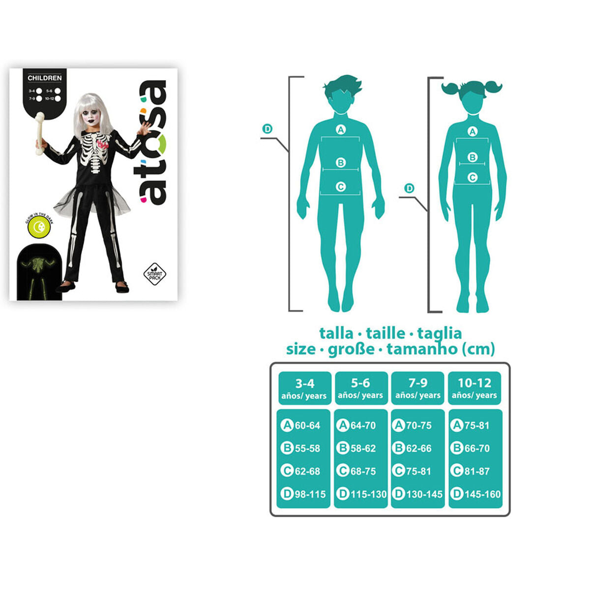 Maskeraddräkt för barn Skelett-Leksaker och spel, Fancy klänning och accessoarer-BigBuy Carnival-peaceofhome.se