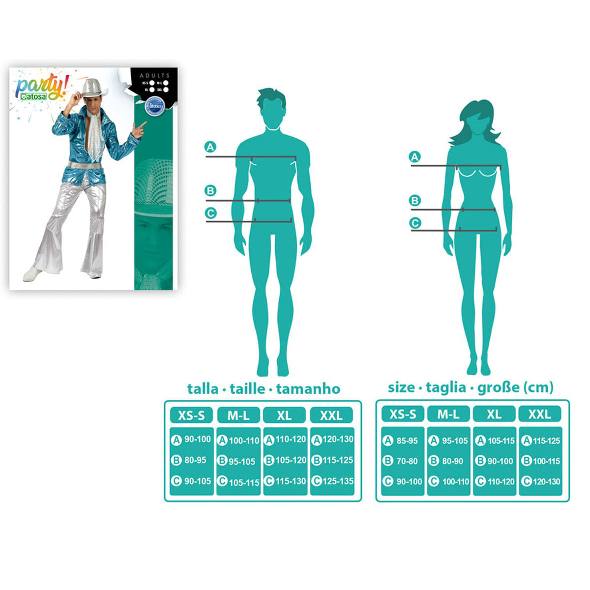 Maskeraddräkt vuxna Blå Diskomusik-Leksaker och spel, Fancy klänning och accessoarer-BigBuy Carnival-peaceofhome.se