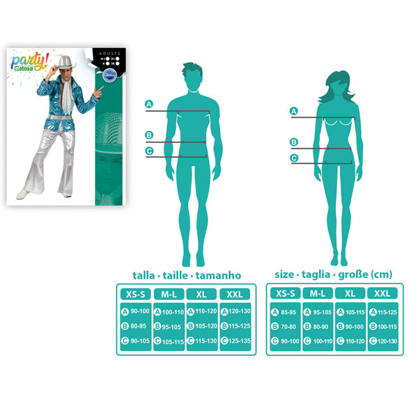 Maskeraddräkt vuxna Blå Diskomusik-Leksaker och spel, Fancy klänning och accessoarer-BigBuy Carnival-peaceofhome.se