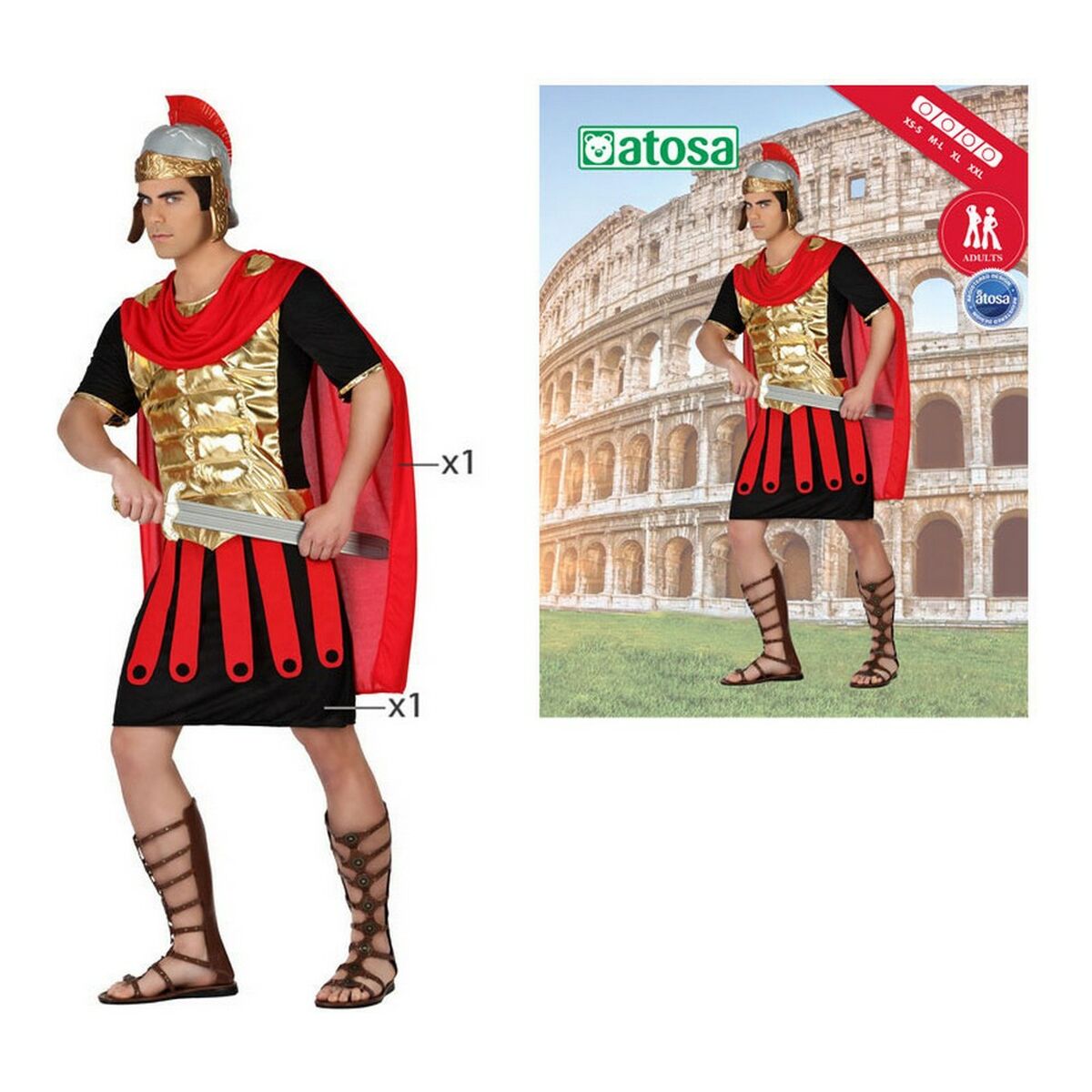 Maskeraddräkt vuxna DISFRAZ ROMANO XXL 57560 XXL Gladiator Multicolour (2 Delar)-Leksaker och spel, Fancy klänning och accessoarer-BigBuy Carnival-peaceofhome.se