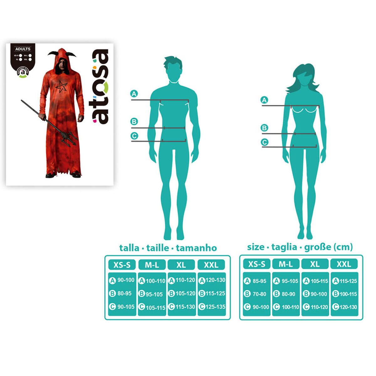 Maskeraddräkt vuxna Demon Halloween-Leksaker och spel, Fancy klänning och accessoarer-BigBuy Carnival-peaceofhome.se