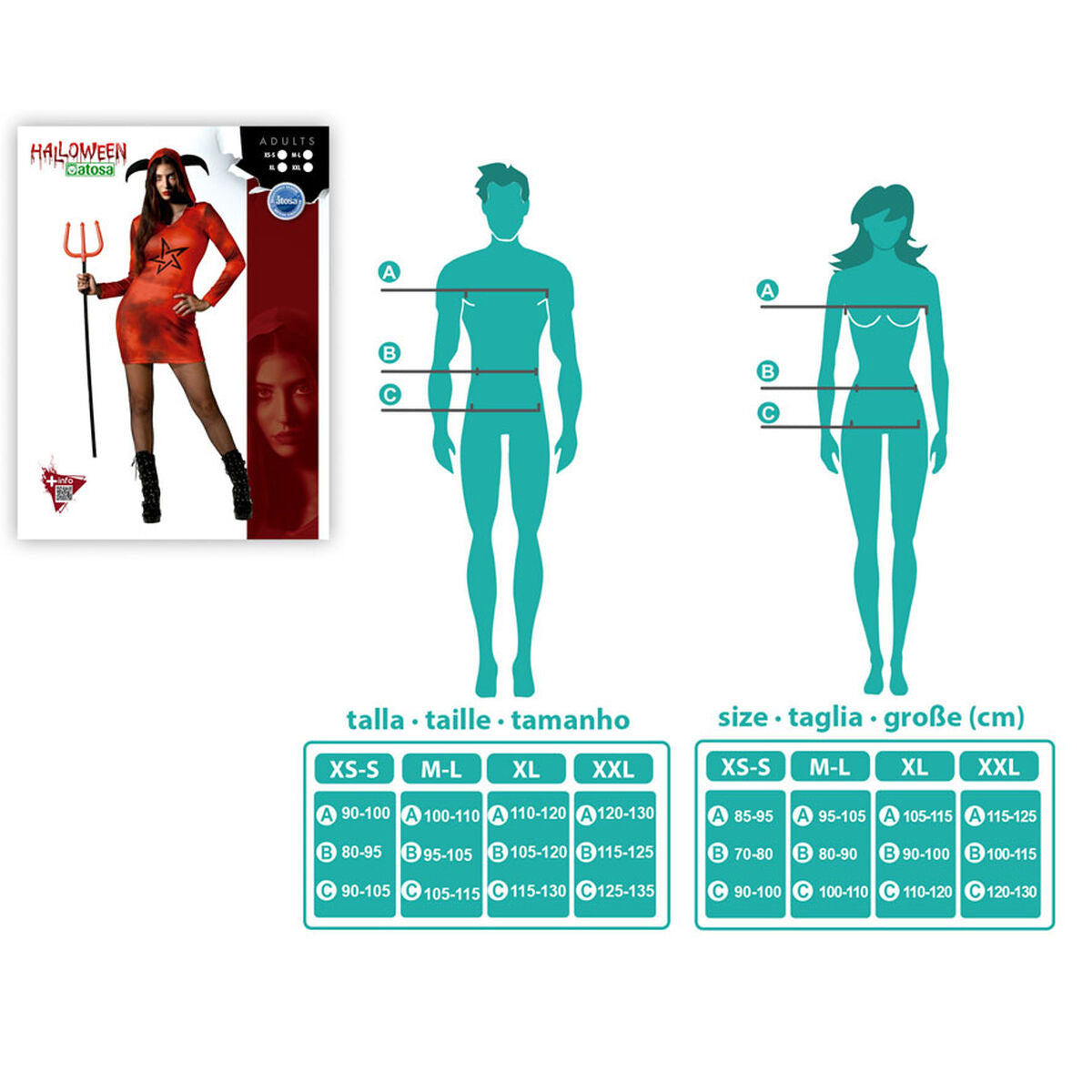 Maskeraddräkt vuxna Djävulskvinna XS/S-Leksaker och spel, Fancy klänning och accessoarer-BigBuy Carnival-peaceofhome.se