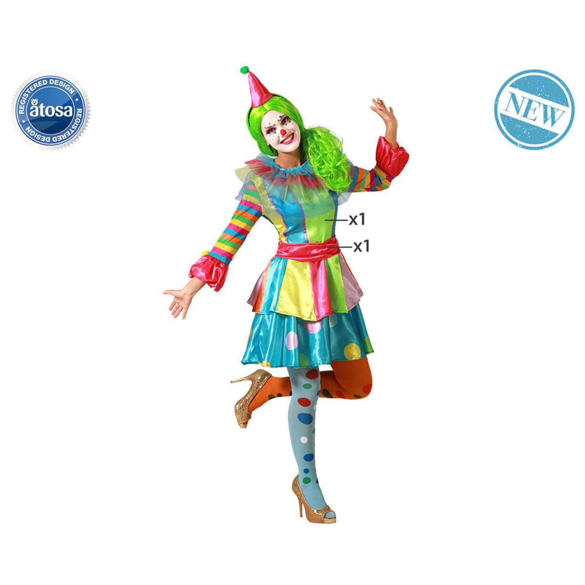 Maskeraddräkt vuxna Kvinnlig clown-Leksaker och spel, Fancy klänning och accessoarer-BigBuy Carnival-peaceofhome.se