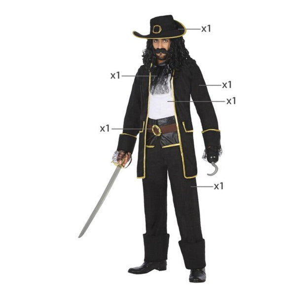 Maskeraddräkt vuxna Pirat Svart XL (5 Delar) (5 antal)-Leksaker och spel, Fancy klänning och accessoarer-BigBuy Carnival-peaceofhome.se