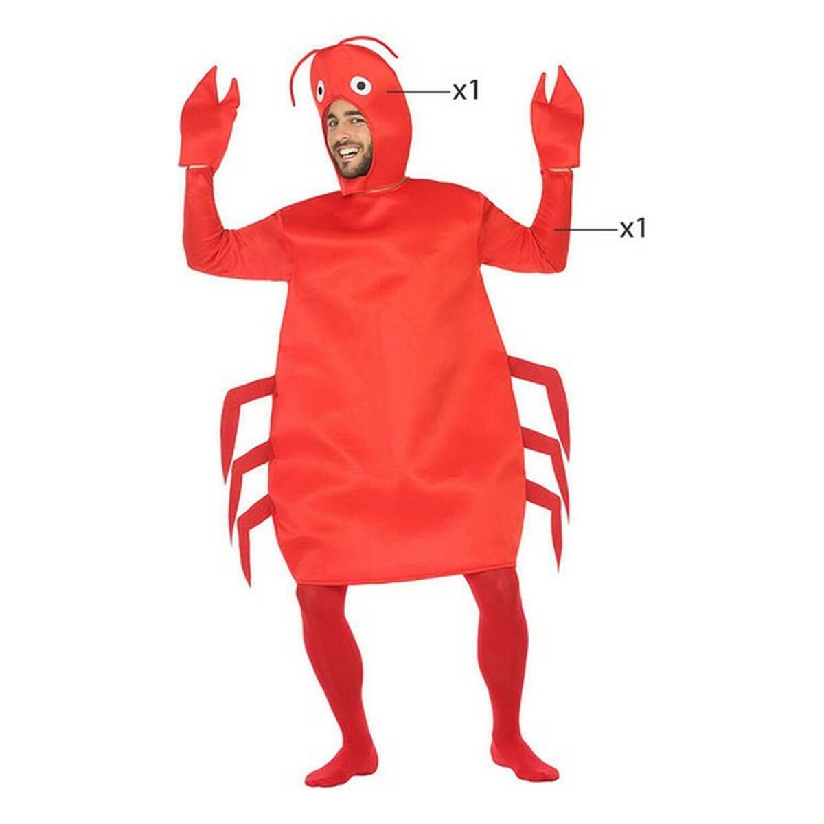 Maskeraddräkt vuxna Röd Krabba djur (2 Delar)-Leksaker och spel, Fancy klänning och accessoarer-BigBuy Fun-M/L-peaceofhome.se
