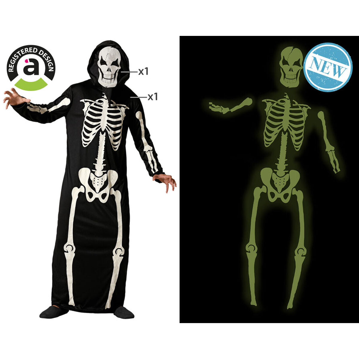 Maskeraddräkt vuxna Skelett Halloween-Leksaker och spel, Fancy klänning och accessoarer-BigBuy Carnival-peaceofhome.se