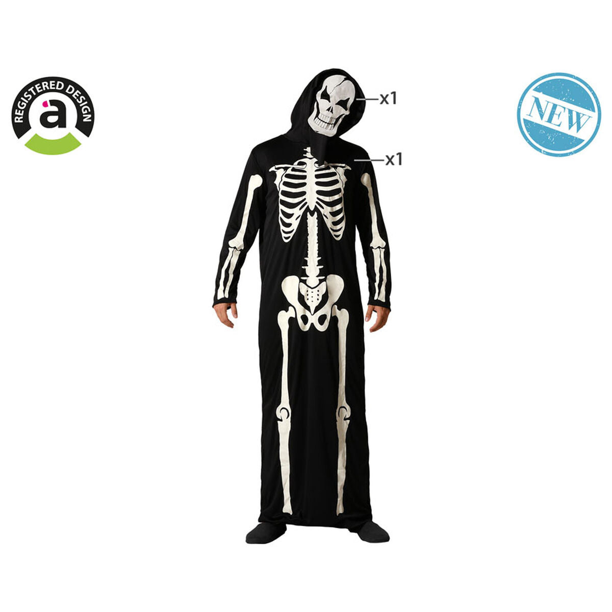 Maskeraddräkt vuxna Skelett Halloween-Leksaker och spel, Fancy klänning och accessoarer-BigBuy Carnival-peaceofhome.se