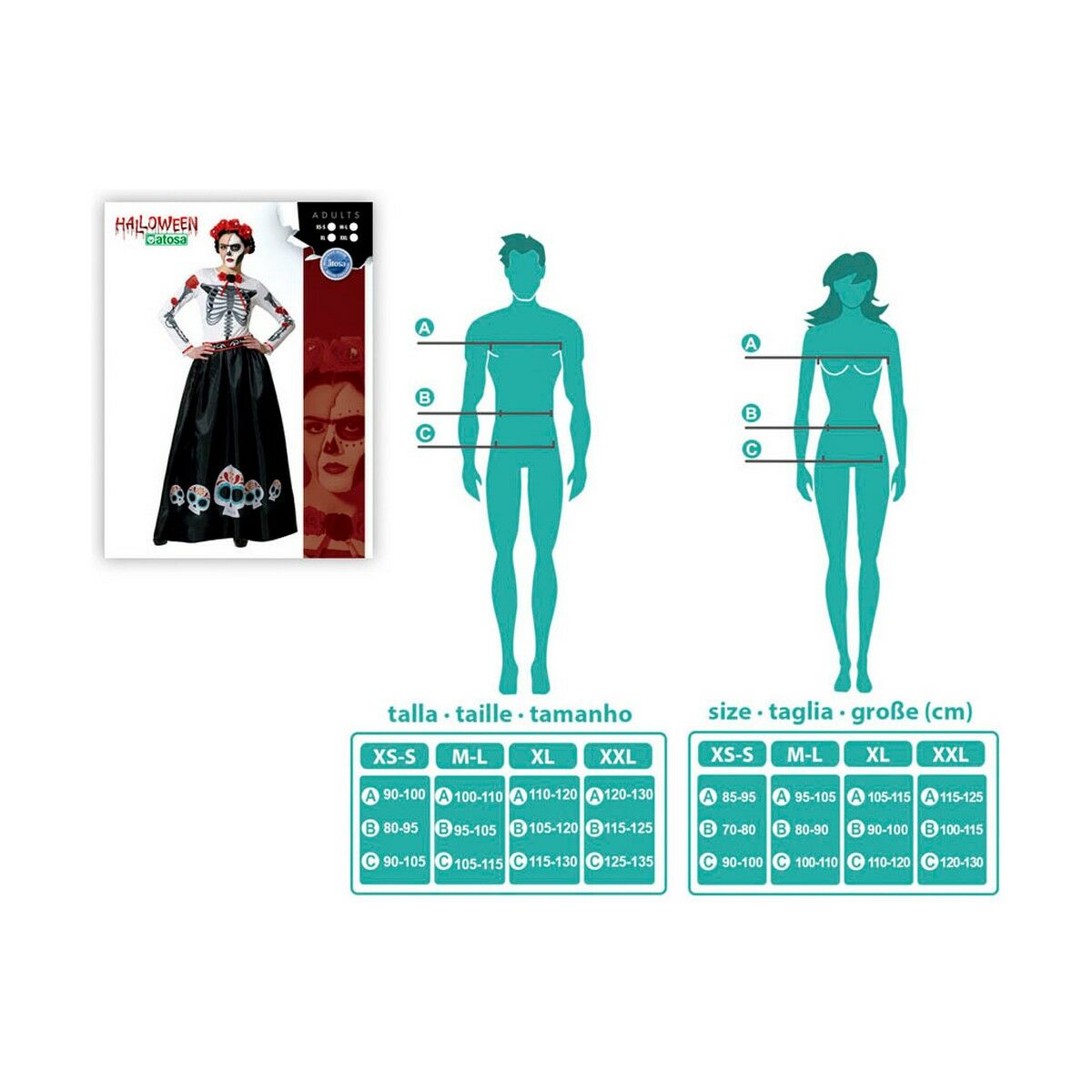 Maskeraddräkt vuxna Skelett Mexikanare Multicolour (XS/S)-Leksaker och spel, Fancy klänning och accessoarer-BigBuy Carnival-peaceofhome.se
