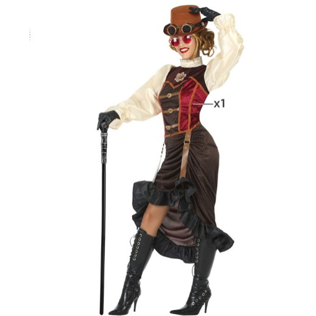 Maskeraddräkt vuxna Steampunk Brun (1 Delar)-Leksaker och spel, Fancy klänning och accessoarer-BigBuy Carnival-peaceofhome.se