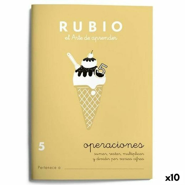 Matematik övningsbok Rubio Nº 5 A5 spanska 20 Blad (10 antal)-Kontor och Kontorsmaterial, Pappersprodukter för kontoret-Rubio-peaceofhome.se