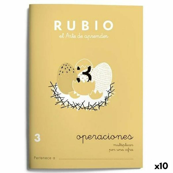 Matematik övningsbok Rubio Nº3 A5 spanska 20 Blad (10 antal)-Kontor och Kontorsmaterial, Pappersprodukter för kontoret-Cuadernos Rubio-peaceofhome.se