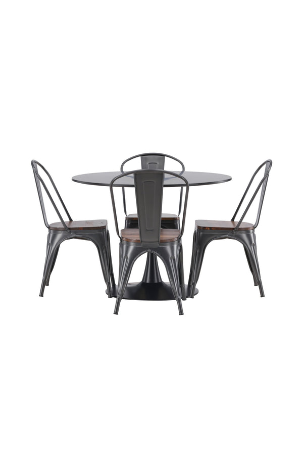 Matgrupp Glade med 4st matstolar Tempe-GR Dining Set-Venture Home-peaceofhome.se