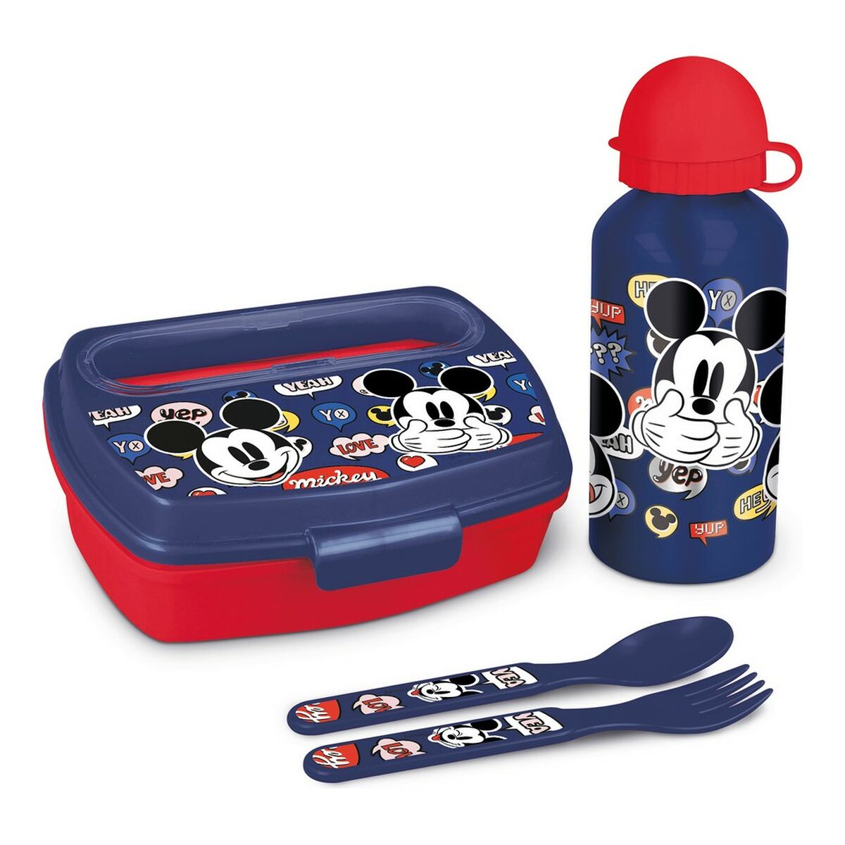 Matset för barn Mickey Mouse Happy smiles 21 x 18 x 7 cm Röd Blå-Kontor och Kontorsmaterial, Skol- och utbildningsmaterial-Mickey Mouse-peaceofhome.se
