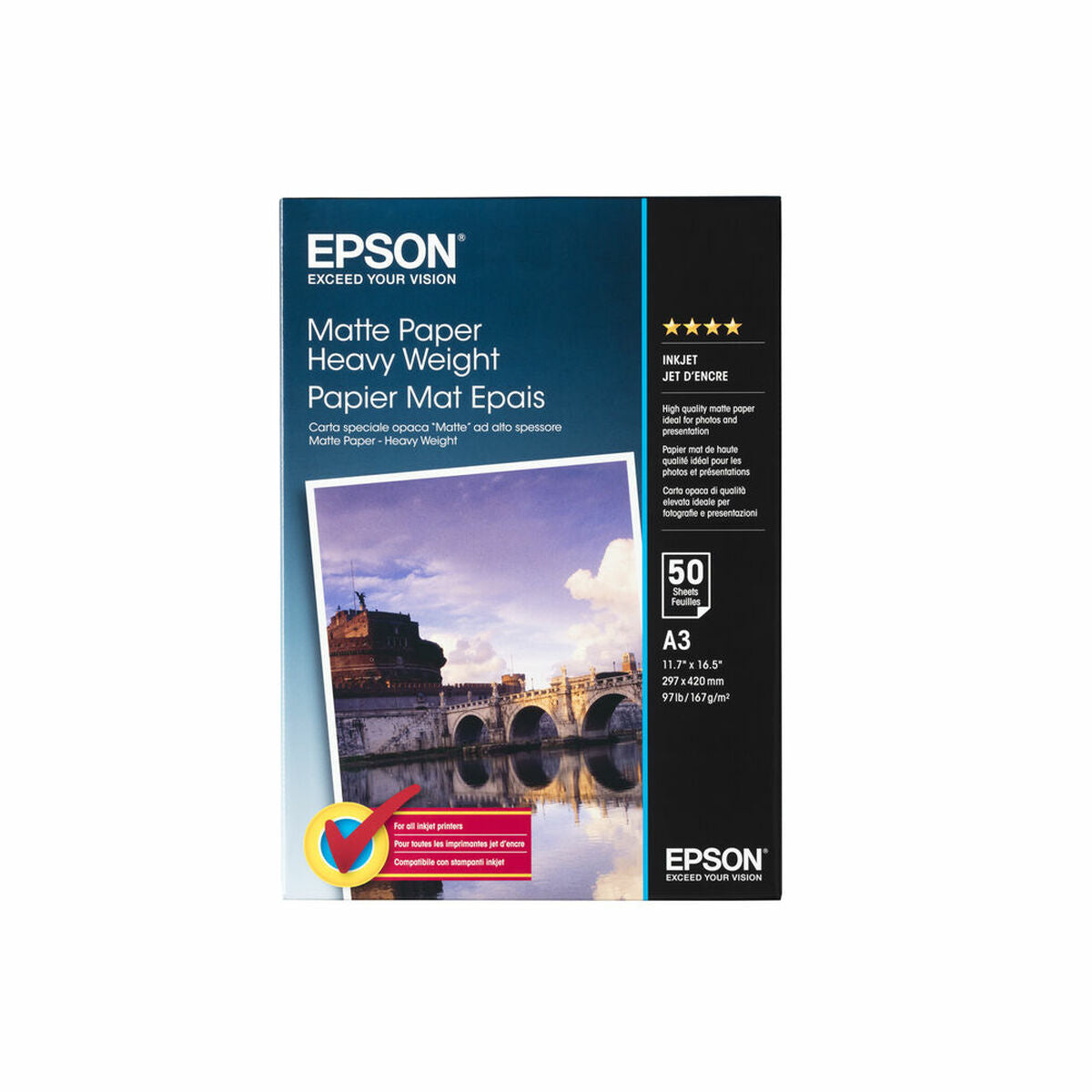 Matt fotografiskt papper Epson S041261 A3 50 Blad-Kontor och Kontorsmaterial, Pappersprodukter för kontoret-Epson-peaceofhome.se