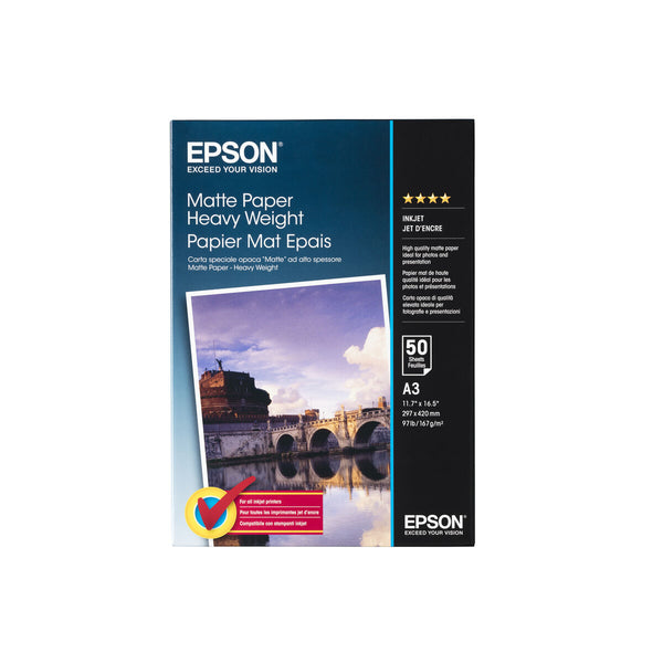 Matt fotografiskt papper Epson S041261 A3 50 Blad-Kontor och Kontorsmaterial, Pappersprodukter för kontoret-Epson-peaceofhome.se