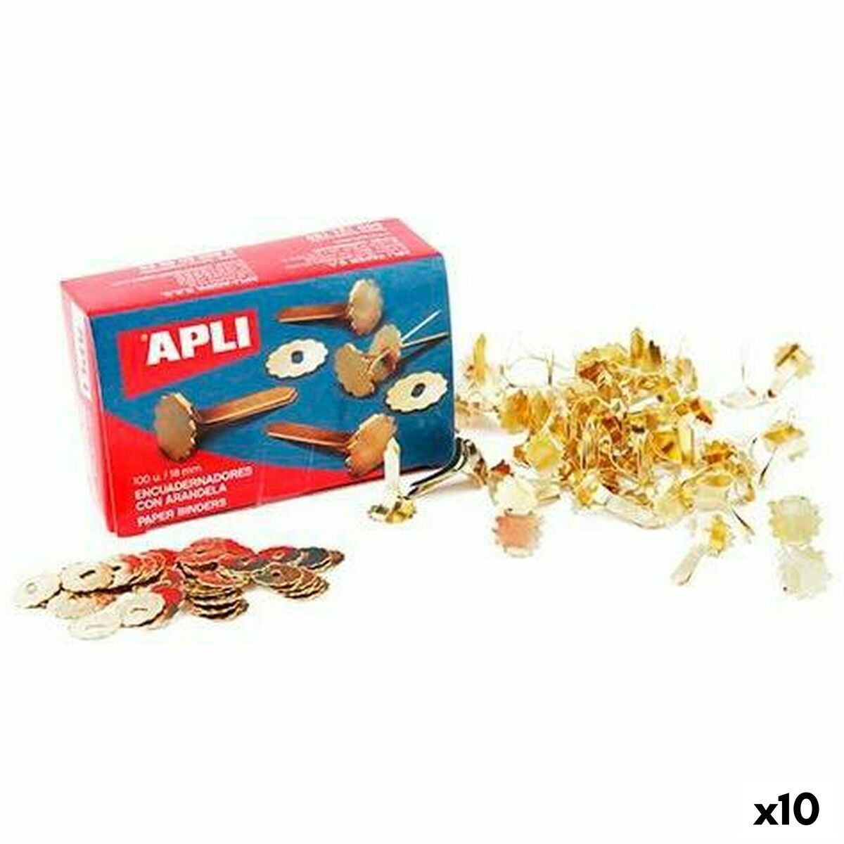 Metallbindare Apli Gyllene 100 Delar (10 antal)-Kontor och Kontorsmaterial, Kontorsmaterial-Apli-peaceofhome.se