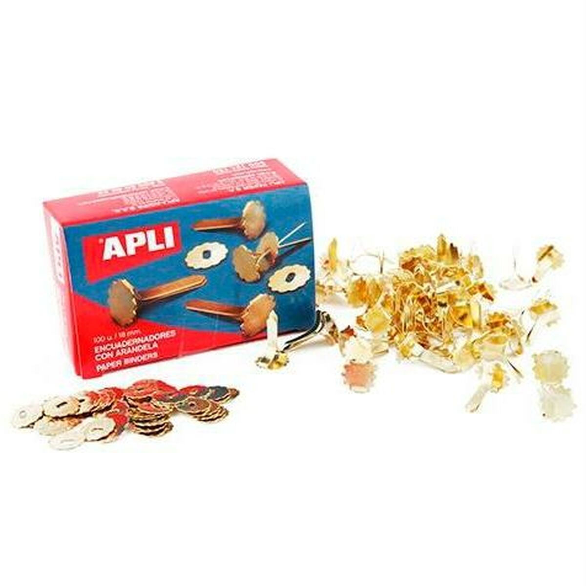 Metallbindare Apli Gyllene 25 mm 100 Delar (10 antal)-Kontor och Kontorsmaterial, Kontorsmaterial-Apli-peaceofhome.se
