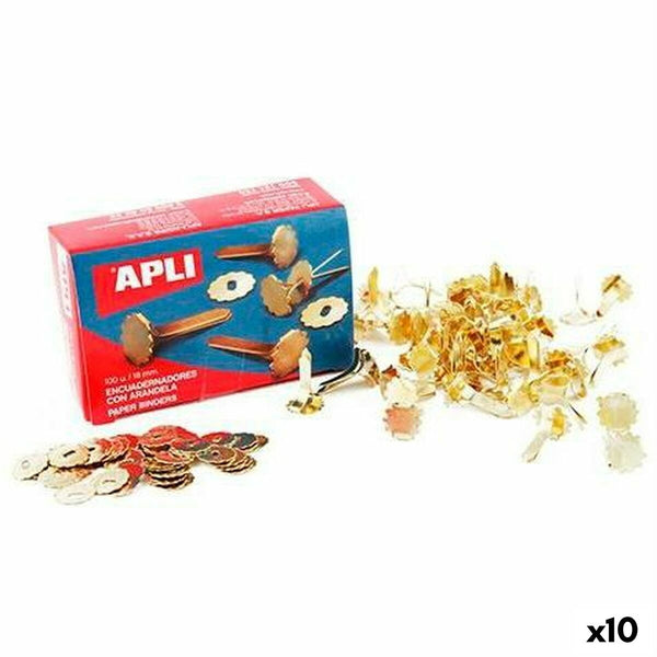 Metallbindare Apli Gyllene 25 mm 100 Delar (10 antal)-Kontor och Kontorsmaterial, Kontorsmaterial-Apli-peaceofhome.se