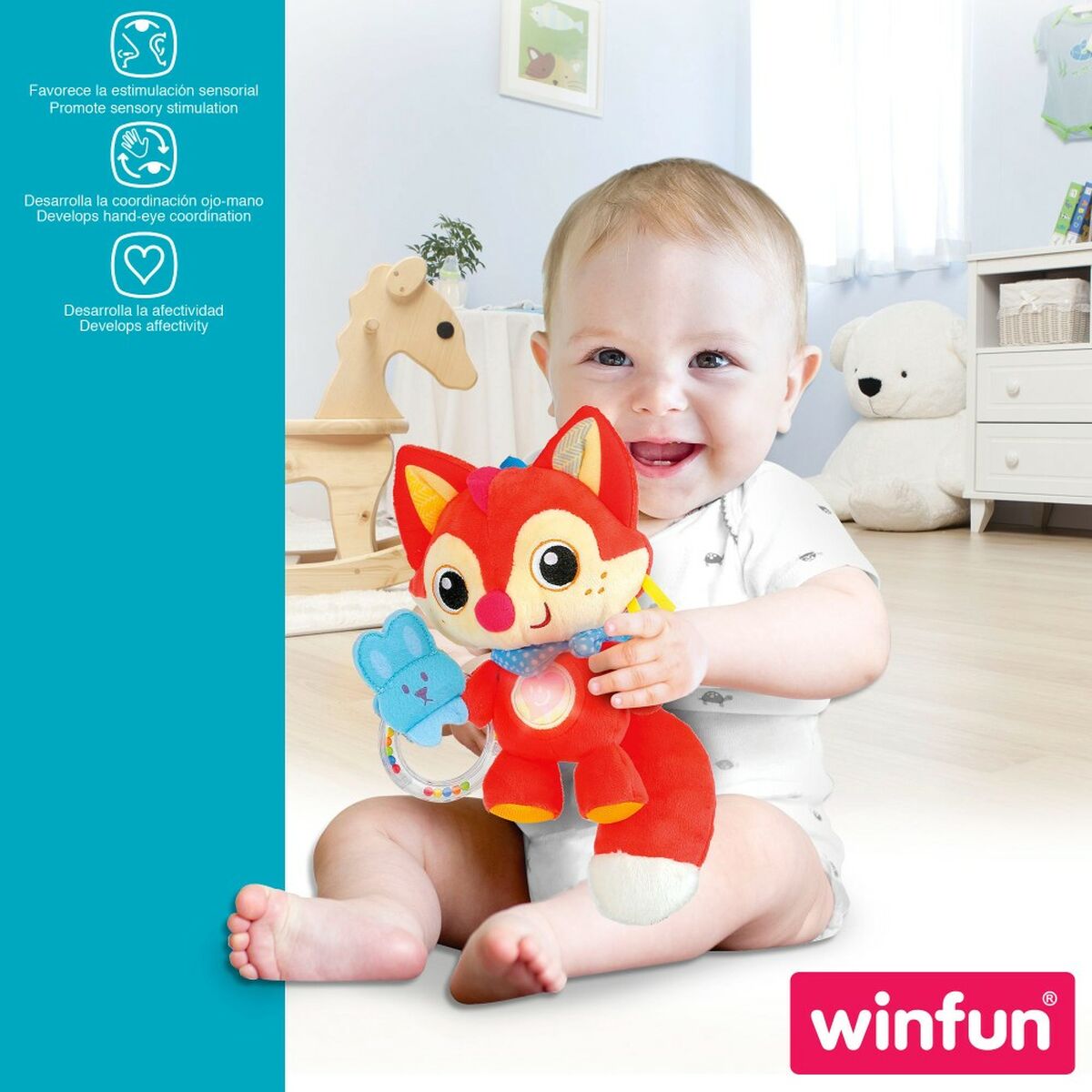 Mjuk skallra Winfun Räv 13,5 x 26,5 x 7,5 cm (6 antal)-Bebis, Leksaker för småbarn-Winfun-peaceofhome.se