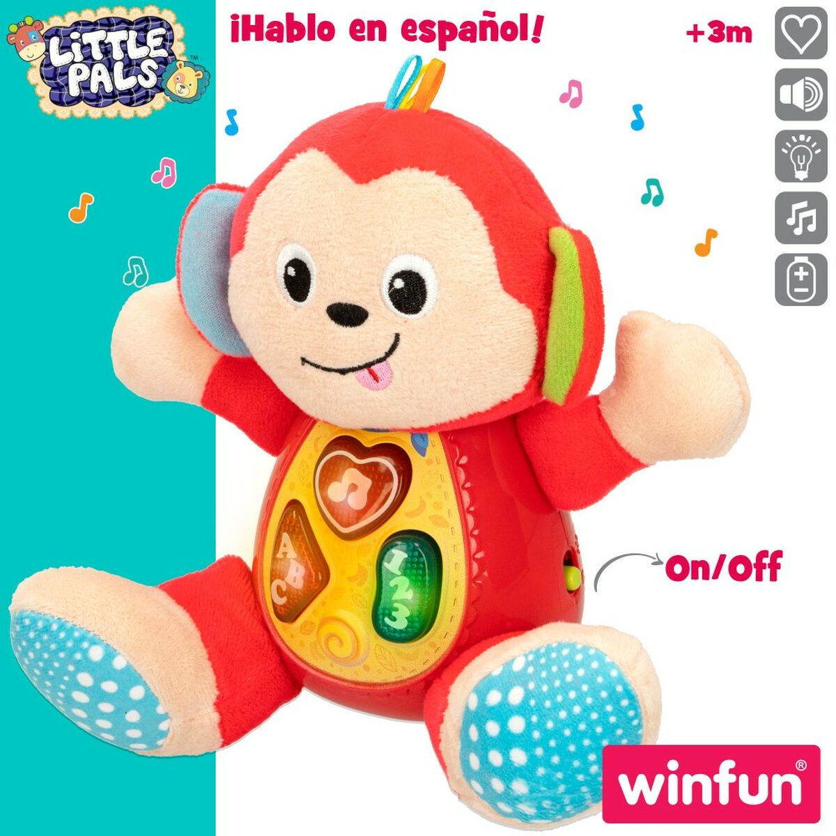 Mjukdjur med ljud Winfun Apa 18 x 20,5 x 12,5 cm (6 antal)-Leksaker och spel, Mjuka leksaker-Winfun-peaceofhome.se