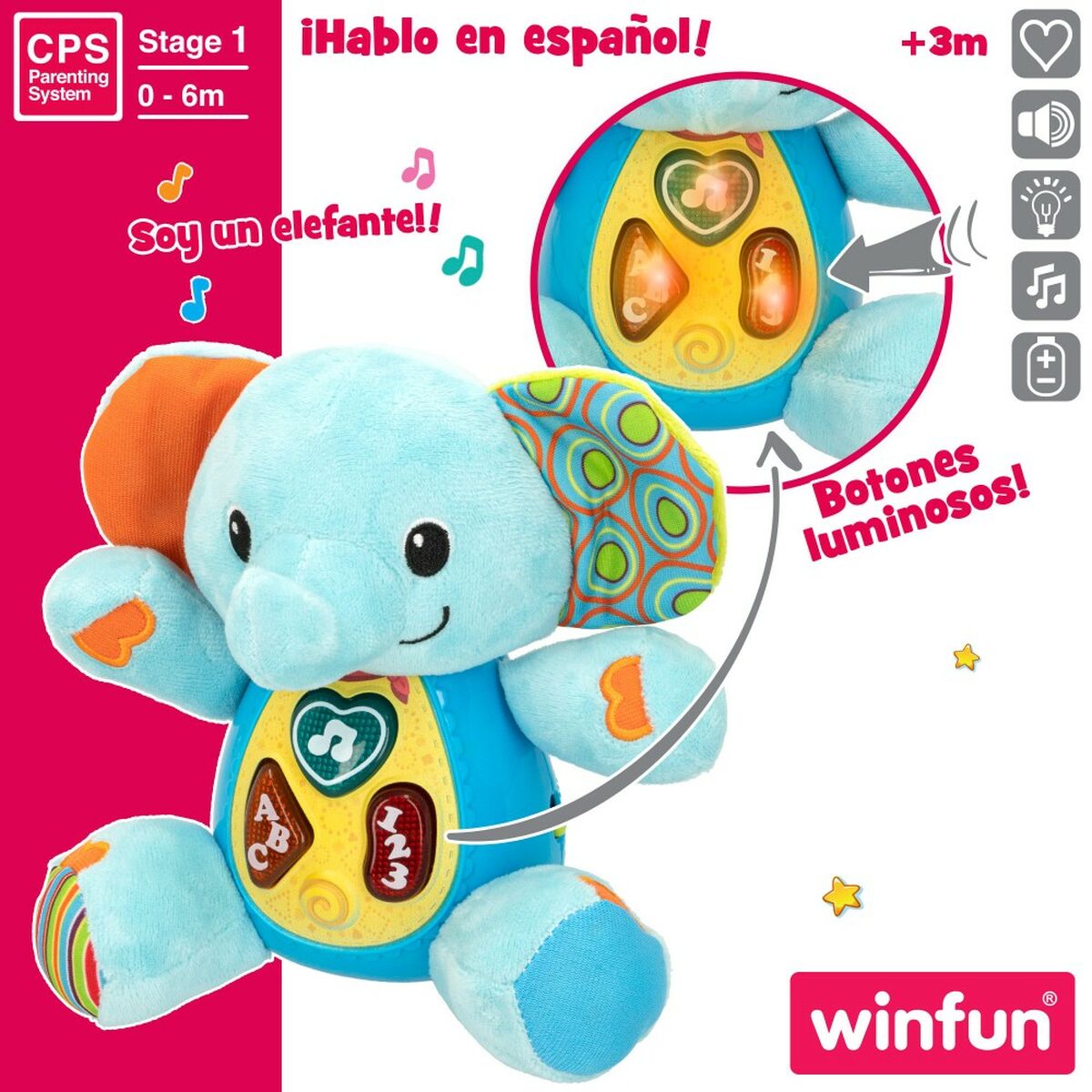 Mjukdjur med ljud Winfun Elefant 17 x 17,5 x 10 cm (6 antal)-Leksaker och spel, Mjuka leksaker-Winfun-peaceofhome.se