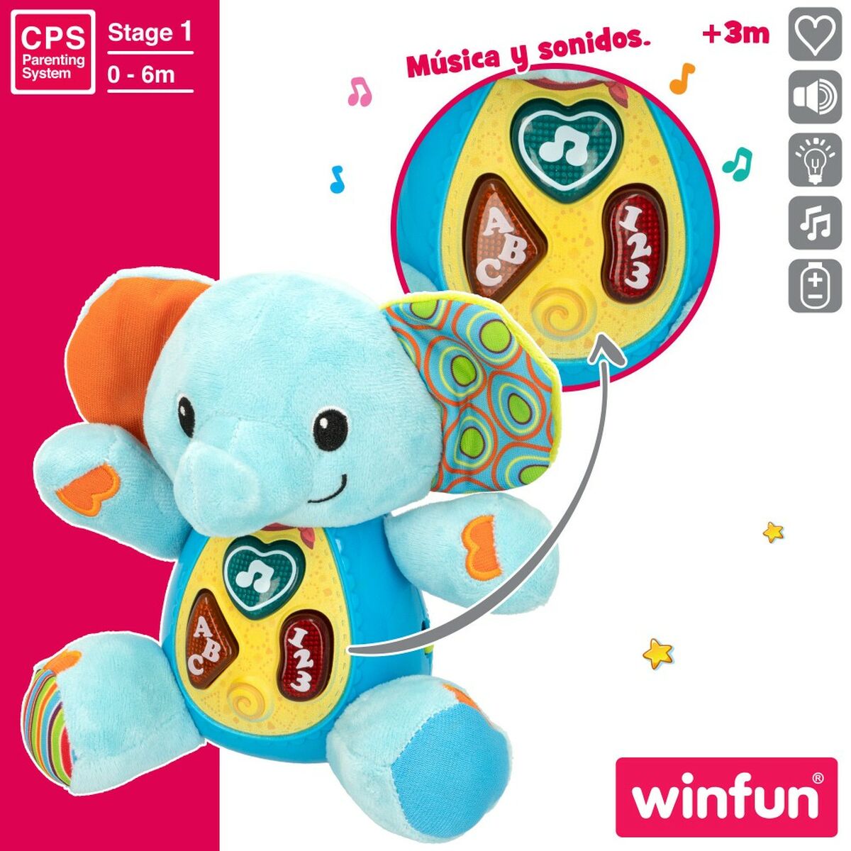 Mjukdjur med ljud Winfun Elefant 17 x 17,5 x 10 cm (6 antal)-Leksaker och spel, Mjuka leksaker-Winfun-peaceofhome.se
