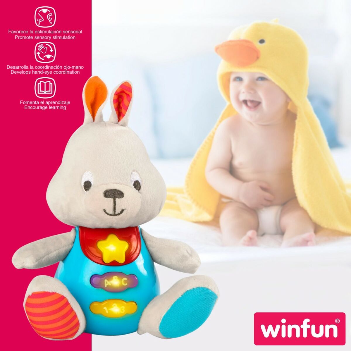 Mjukdjur med ljud Winfun Kanin 17 x 17,5 x 10 cm (6 antal)-Leksaker och spel, Mjuka leksaker-Winfun-peaceofhome.se