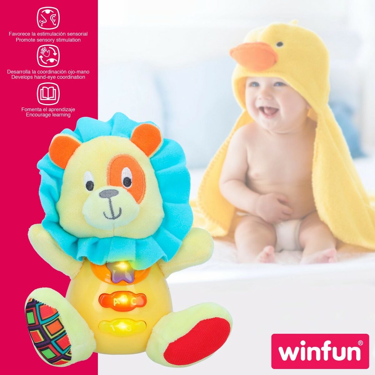 Mjukdjur med ljud Winfun Lejonet 15 x 15 x 9 cm (6 antal)-Leksaker och spel, Mjuka leksaker-Winfun-peaceofhome.se