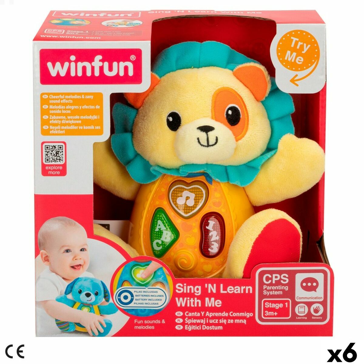 Mjukisleksak Winfun djur ES 16 x 17,5 x 9,5 cm (6 antal)-Leksaker och spel, Mjuka leksaker-Winfun-peaceofhome.se