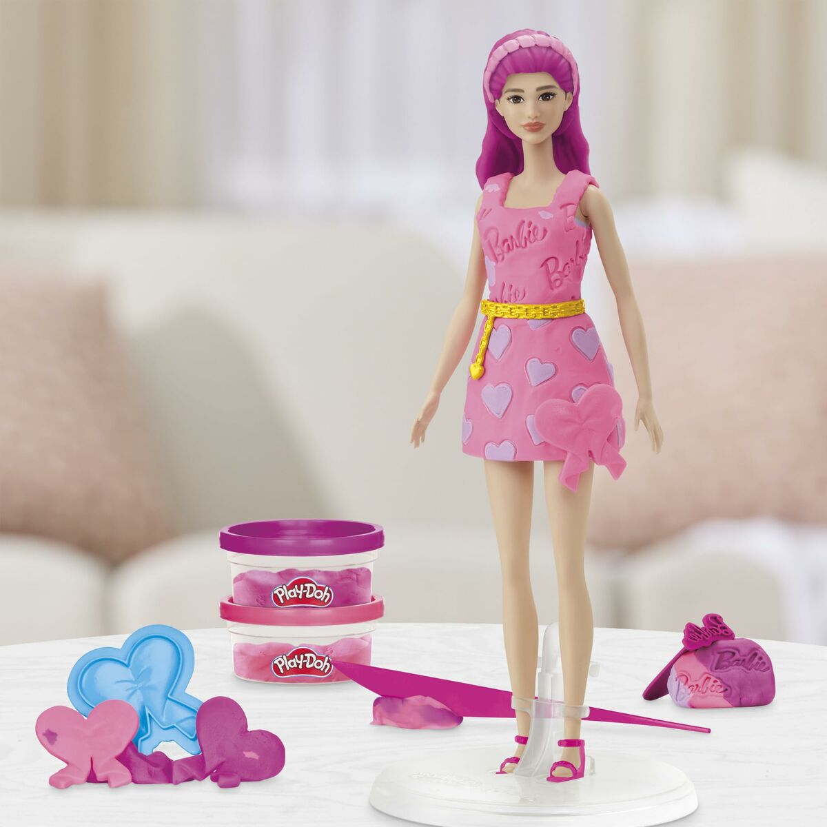 Modellera Spel Play-Doh Barbie Hearts & Hair Multicolour-Leksaker och spel, Kreativa aktiviteter-Play-Doh-peaceofhome.se