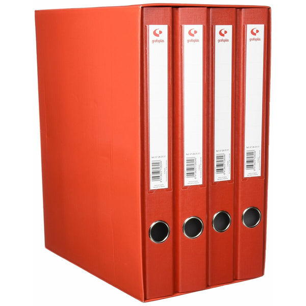 Modulärt arkivskåp Grafoplas Ringpärm x 4 Röd A4-Kontor och Kontorsmaterial, Kontorsmaterial-Grafoplas-peaceofhome.se