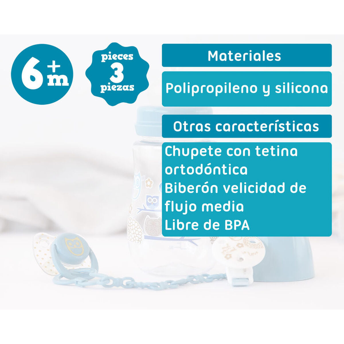 Nappflaska 250 ml Blå-Bebis, Amning och kost-BigBuy Kids-peaceofhome.se