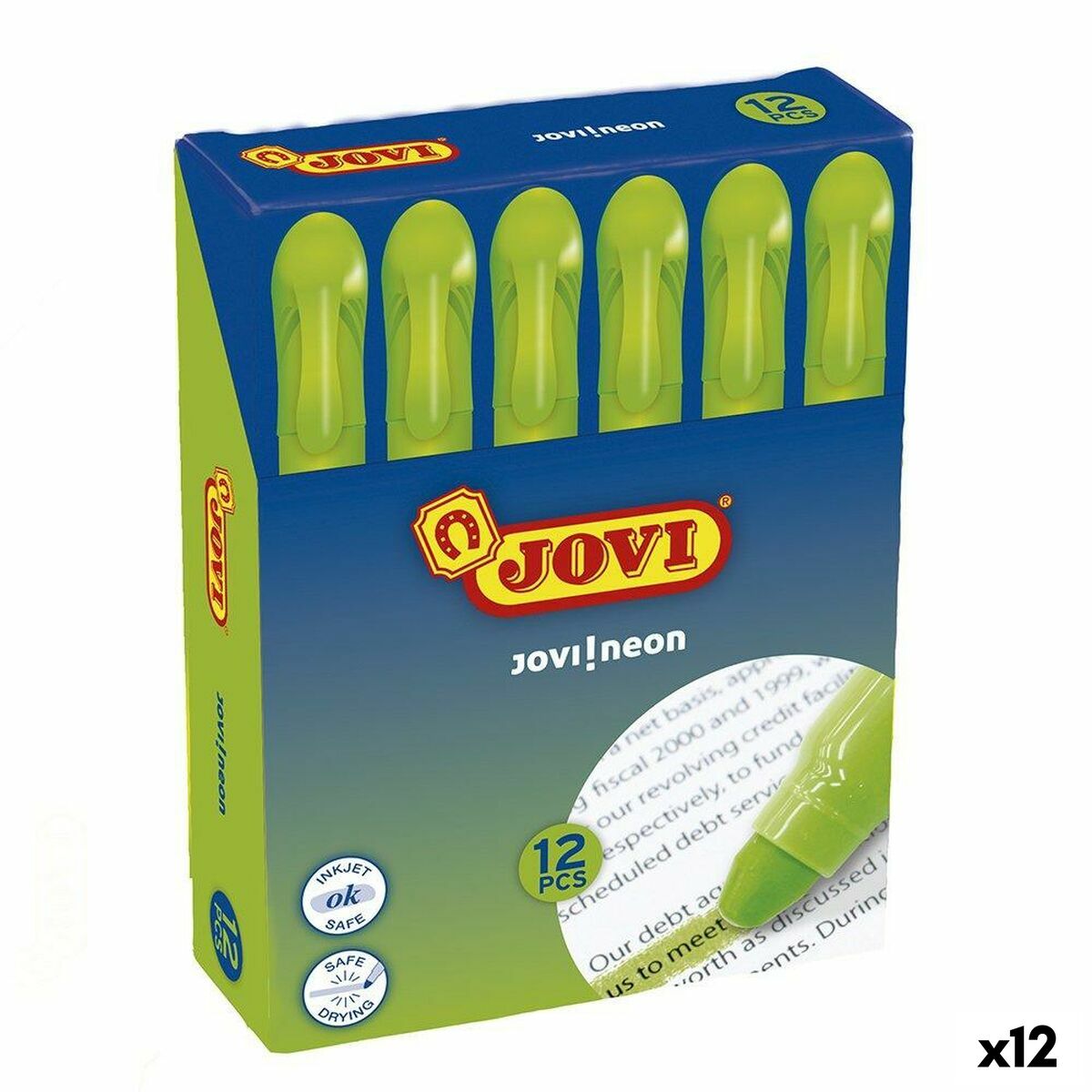 Överstrykningspenna Jovi Jovi!neon Grön 12 Delar-Kontor och Kontorsmaterial, Kulspetspennor, pennor och skrivverktyg-Jovi-peaceofhome.se