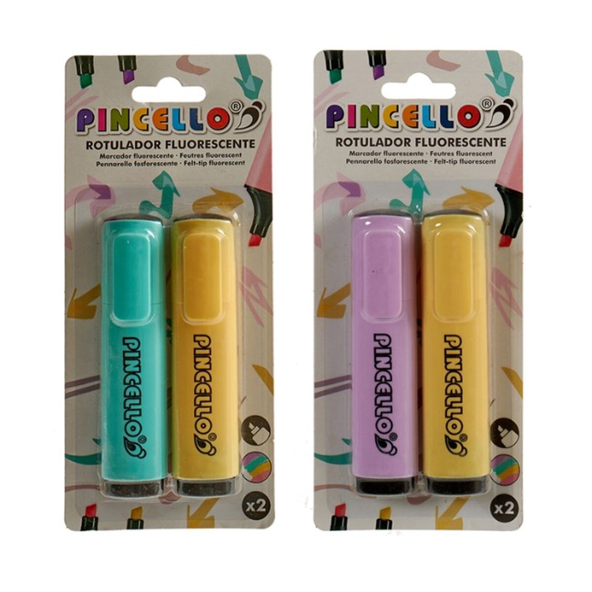 Överstrykningspenna Pincello AR1807536 AR1807536 Gul Grön Orange Lila Bakverk (72 Antal)-Kontor och Kontorsmaterial, Kulspetspennor, pennor och skrivverktyg-Pincello-peaceofhome.se