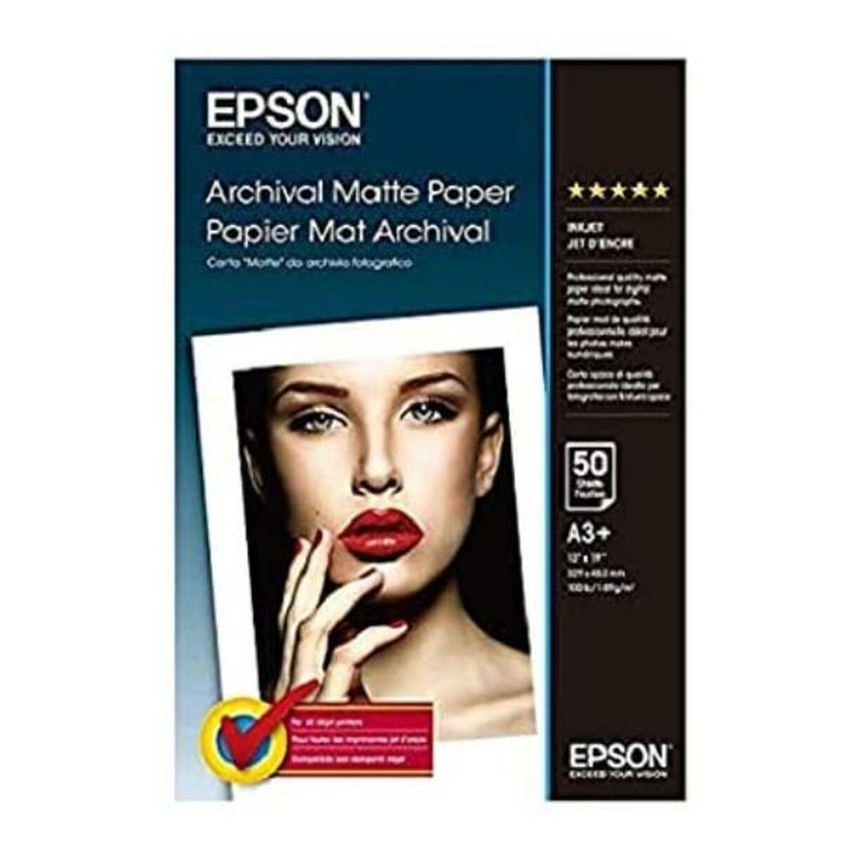 Pack med bläckpatroner och fotopapper Epson Archival Matte Paper, DIN A3+, 189 g/m², 50 hojas A3-Kontor och Kontorsmaterial, Pappersprodukter för kontoret-Epson-peaceofhome.se