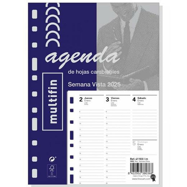 Påfyllning av agenda Finocam MULTIFIN 3002 2025 15,5 x 21,5 cm-Kontor och Kontorsmaterial, Kalendrar, dagböcker och personliga arrangörer-Finocam-peaceofhome.se