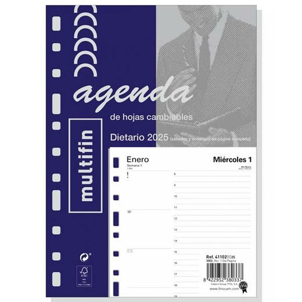 Påfyllning av agenda Finocam MULTIFIN 3002 2025 15,5 x 21,5 cm-Kontor och Kontorsmaterial, Kalendrar, dagböcker och personliga arrangörer-Finocam-peaceofhome.se