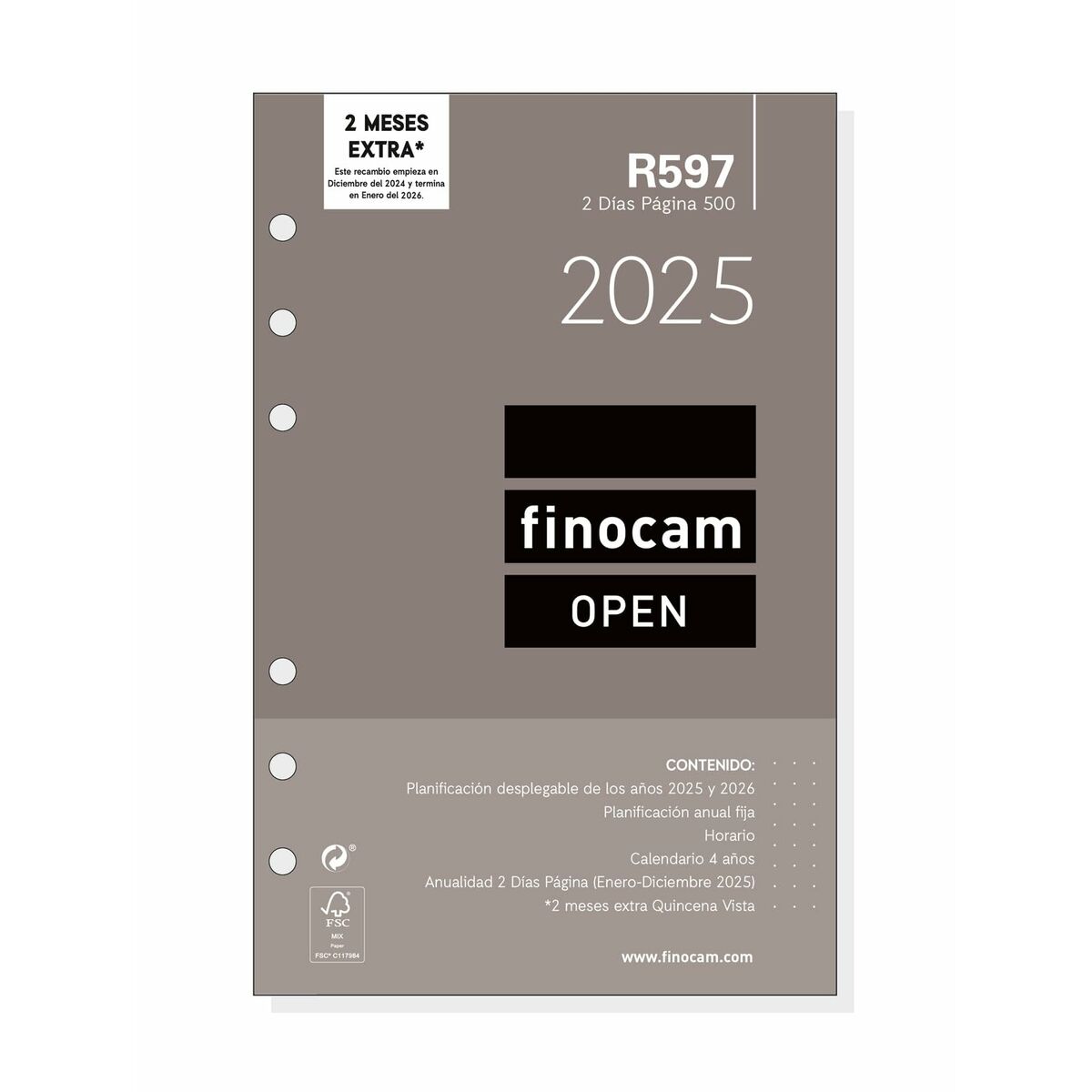 Påfyllning av agenda Finocam OPEN R597 2025 11,7 x 18,1 cm-Kontor och Kontorsmaterial, Kalendrar, dagböcker och personliga arrangörer-Finocam-peaceofhome.se
