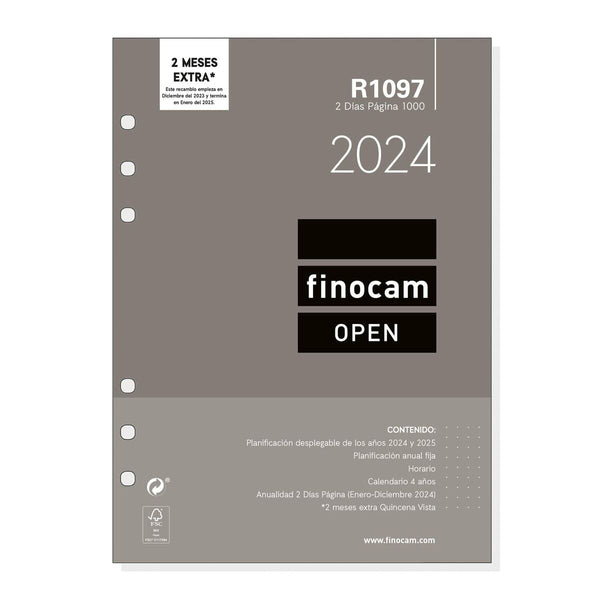 Påfyllning av agenda Finocam Open R1097 2024 Vit 15,5 x 21,5 cm-Kontor och Kontorsmaterial, Kalendrar, dagböcker och personliga arrangörer-Finocam-peaceofhome.se
