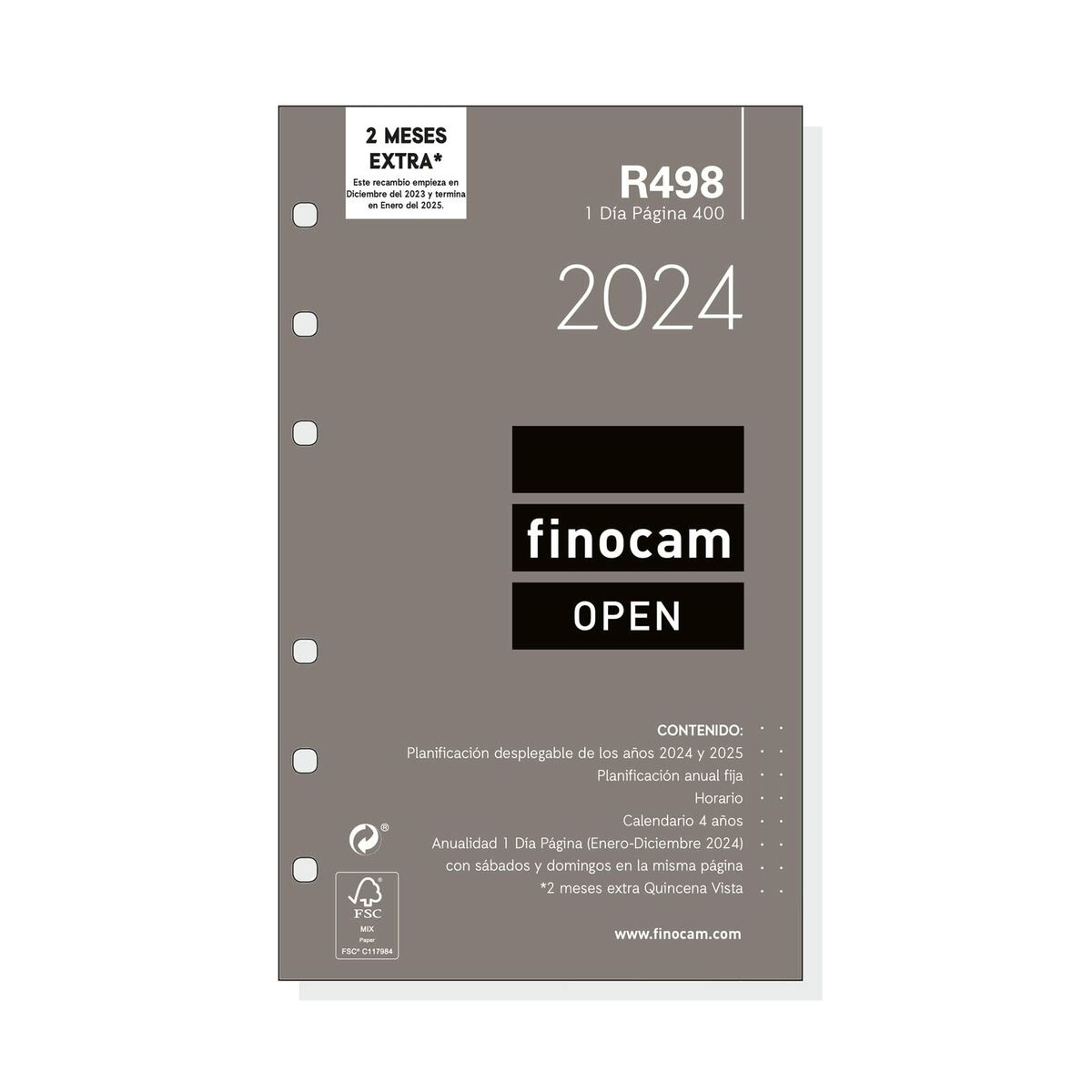 Påfyllning av agenda Finocam Open R498 2024 Vit 9,1 x 15,2 cm-Kontor och Kontorsmaterial, Kalendrar, dagböcker och personliga arrangörer-Finocam-peaceofhome.se