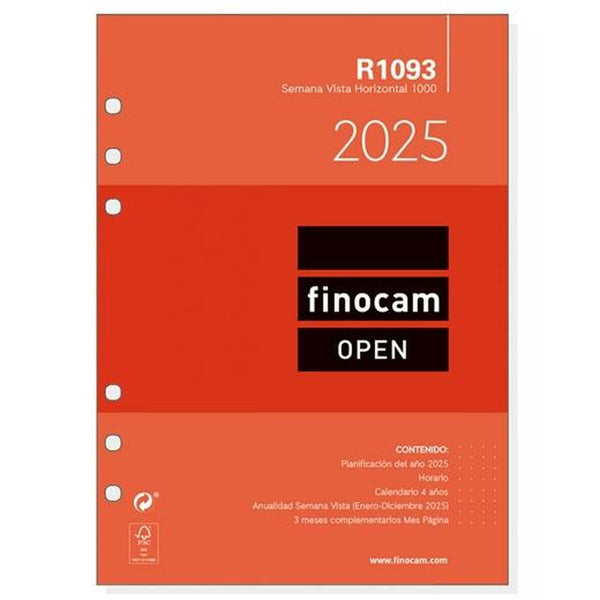 Påfyllning av agenda Finocam R1093 1000 2025 15,5 x 21,5 cm-Kontor och Kontorsmaterial, Kalendrar, dagböcker och personliga arrangörer-Finocam-peaceofhome.se