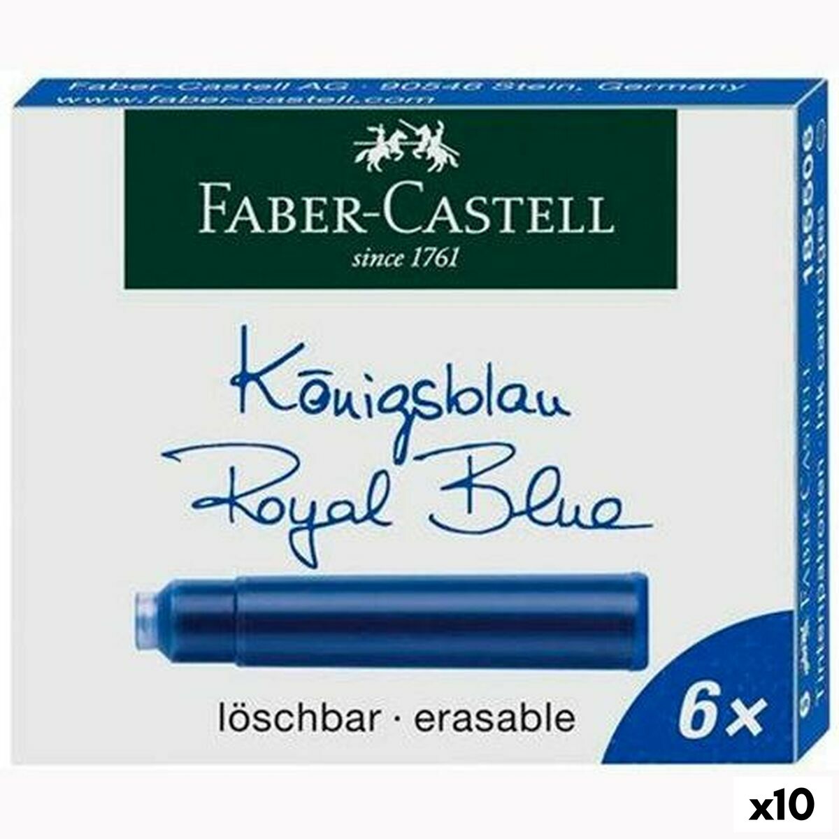 Påfyllningsbläck Faber-Castell 185506 Mörkblå Patron Penna Kalligrafipenna (10 antal)-Kontor och Kontorsmaterial, Kulspetspennor, pennor och skrivverktyg-Faber-Castell-peaceofhome.se