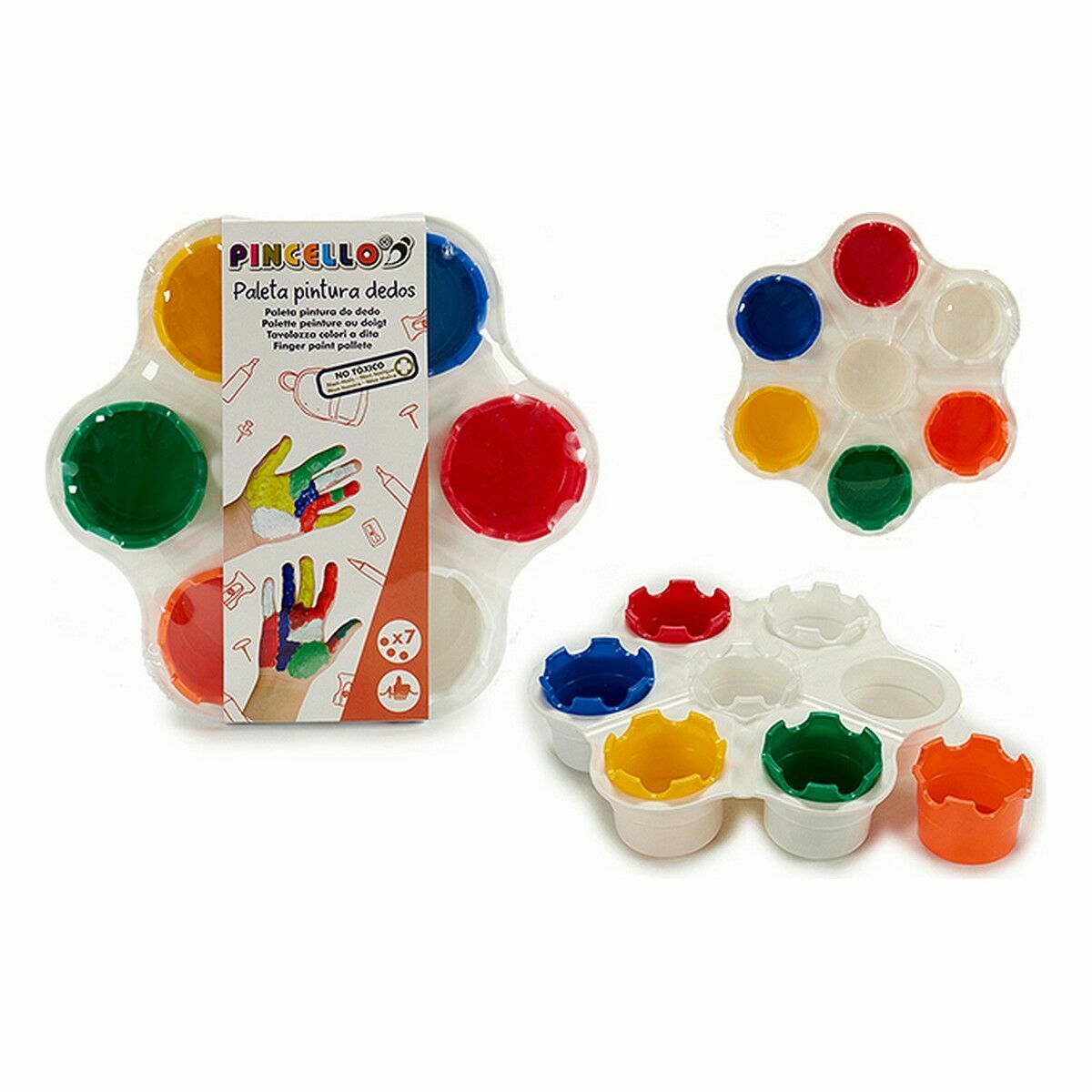 Palett Pincello FSP001 FSP001 Multicolour Plast 23 x 6 x 25 cm Fingerfärg (12 antal)-Kontor och Kontorsmaterial, konst och hantverk-Pincello-peaceofhome.se