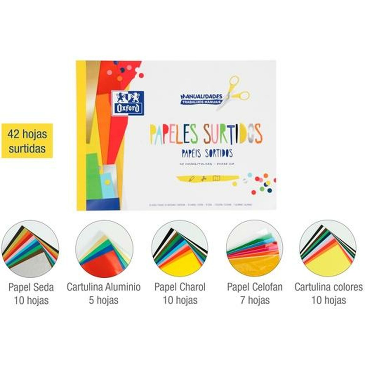 Papper Oxford Multicolour 42 Blad (10 antal)-Kontor och Kontorsmaterial, konst och hantverk-Oxford-peaceofhome.se
